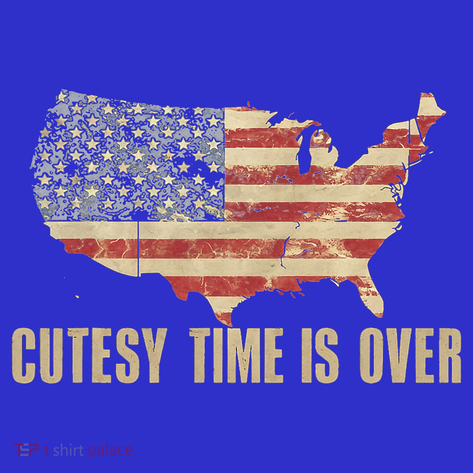 Cutesy Time Is Over American Flag Patriotic Women's Tank Top