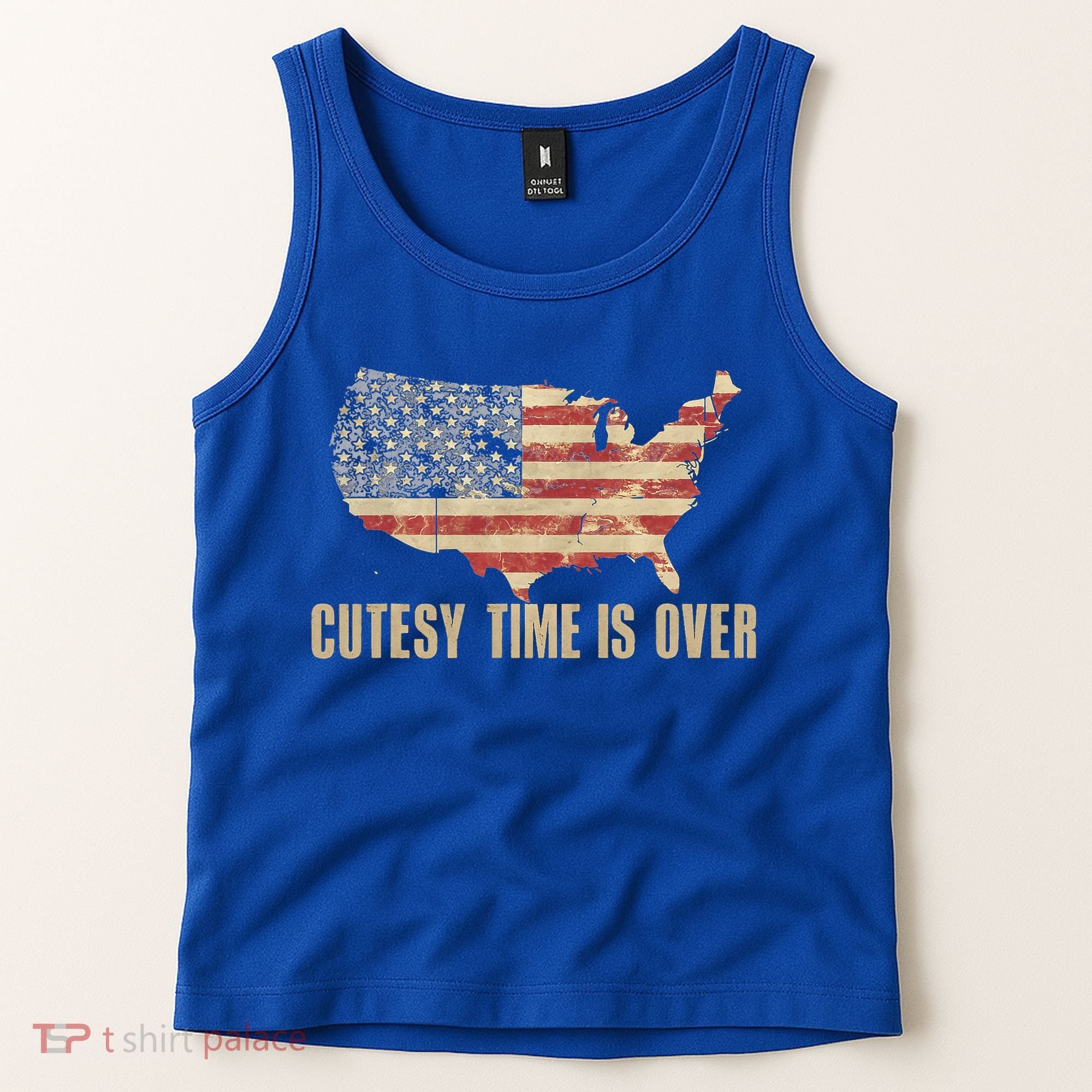 Cutesy Time Is Over American Flag Patriotic Tank Top