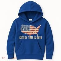 Cutesy Time Is Over American Flag Patriotic Kids Hoodie thumb 0