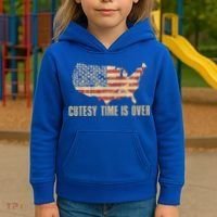Cutesy Time Is Over American Flag Patriotic Kids Hoodie thumb 3