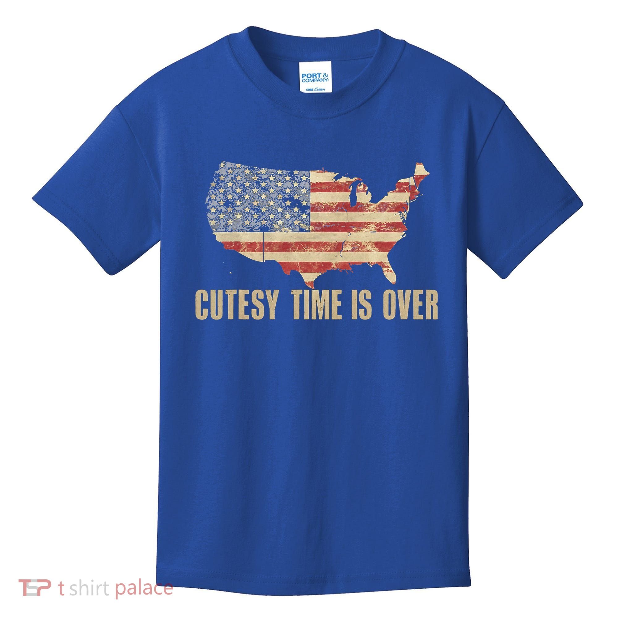Cutesy Time Is Over American Flag Patriotic Kids T-Shirt