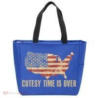Cutesy Time Is Over American Flag Patriotic Tote Bag thumb 0