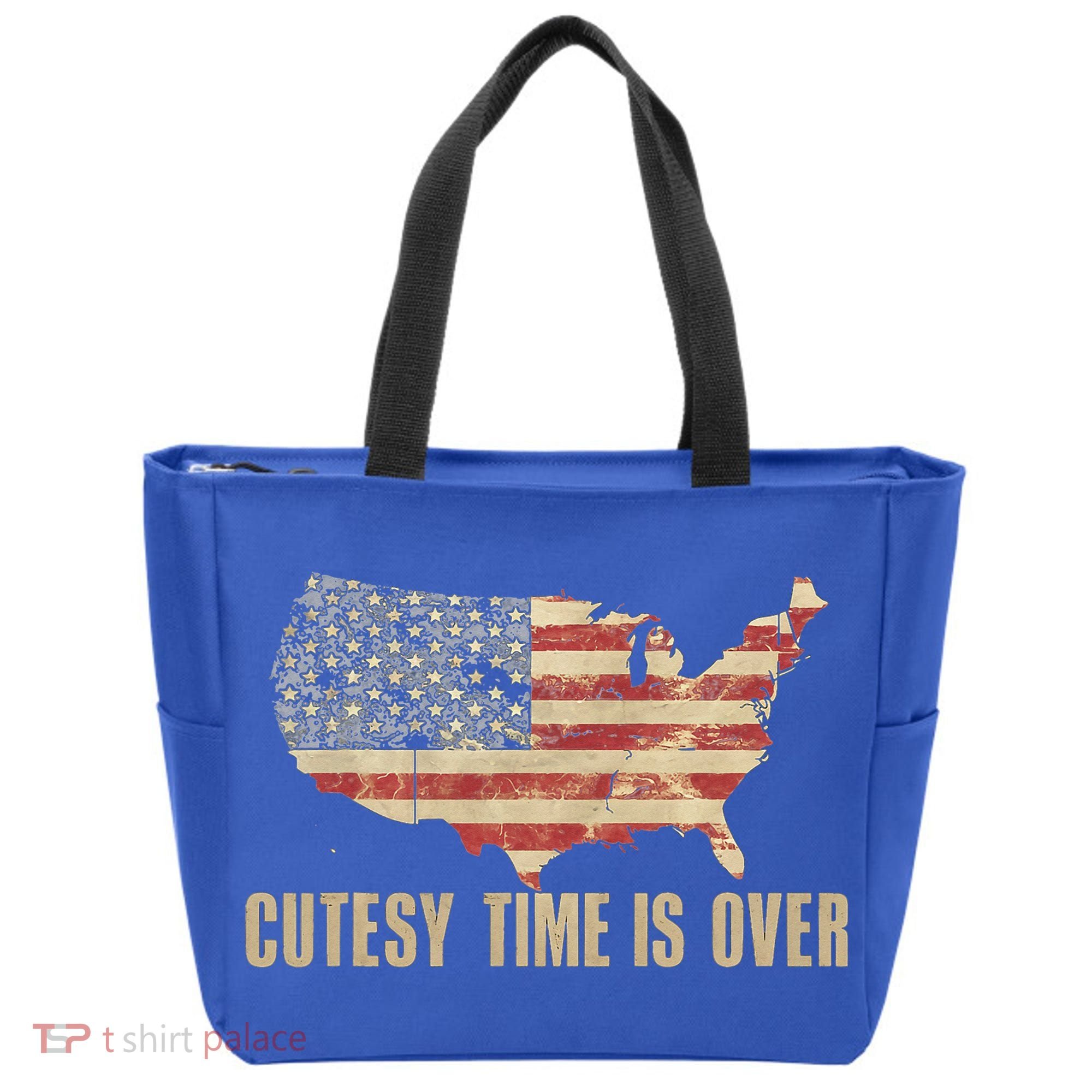 Cutesy Time Is Over American Flag Patriotic Tote Bag