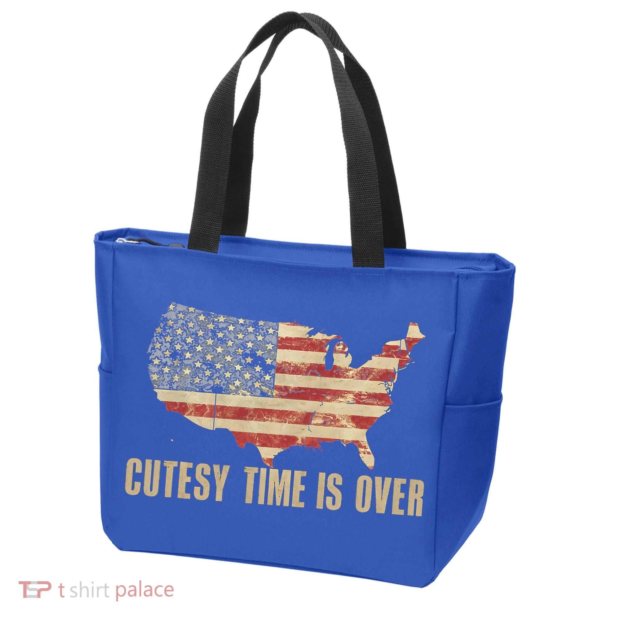 Cutesy Time Is Over American Flag Patriotic Tote Bag