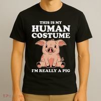 Cute This Is My Human Costume I'm Really A Pig T-Shirt thumb 3