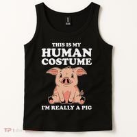 Cute This Is My Human Costume I'm Really A Pig Tank Top thumb 2