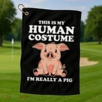 Cute This Is My Human Costume I'm Really A Pig Golf Towel thumb 1