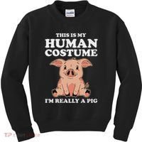 Cute This Is My Human Costume I'm Really A Pig Kids Sweatshirt thumb 0