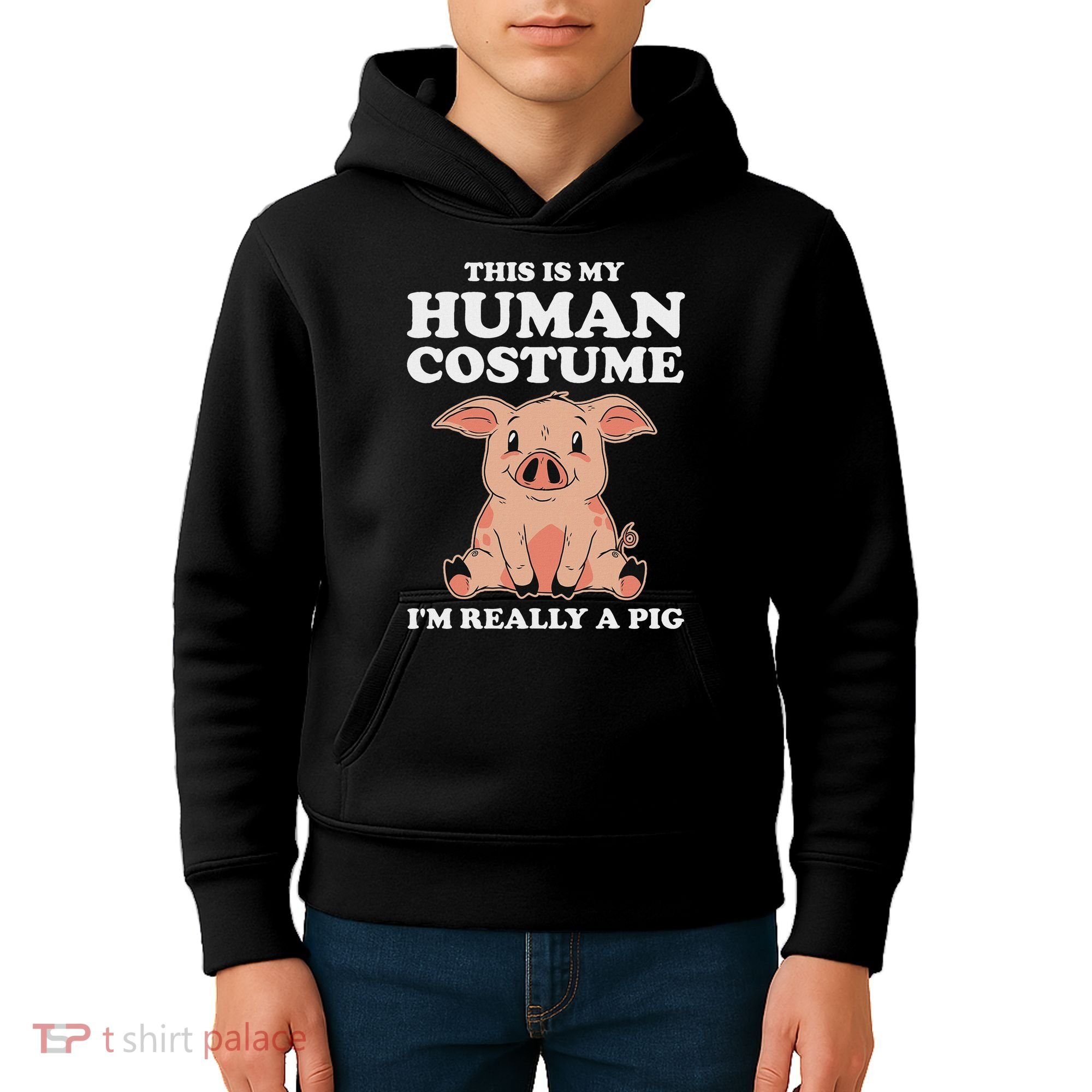 Cute This Is My Human Costume I'm Really A Pig Kids Hoodie