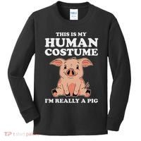 Cute This Is My Human Costume I'm Really A Pig Kids Long Sleeve Shirt thumb 0