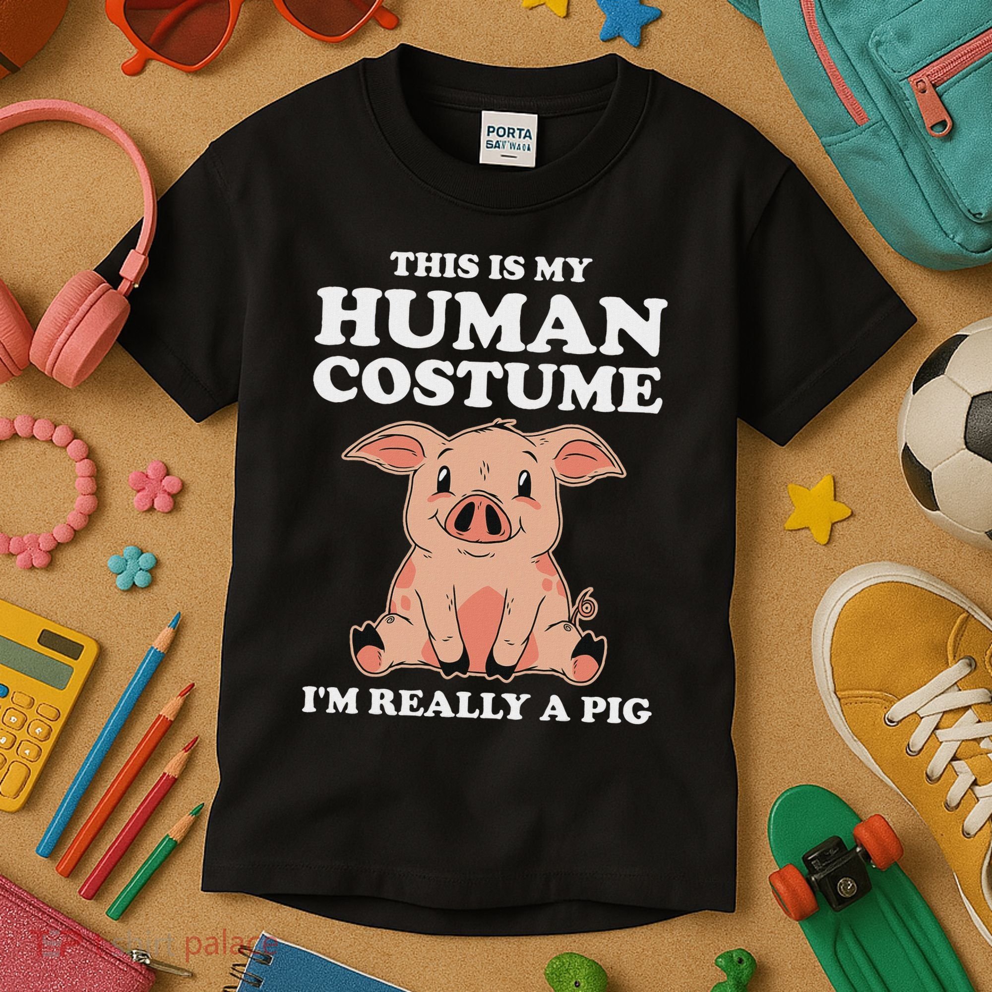 Cute This Is My Human Costume I'm Really A Pig Kids T-Shirt