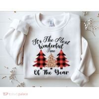 Christmas Trees It's The Most Wonderful Time Of The Year Plaid Leopard Trees Sweatshirt thumb 2