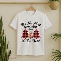 Christmas Trees It's The Most Wonderful Time Of The Year Plaid Leopard Trees T-Shirt thumb 2