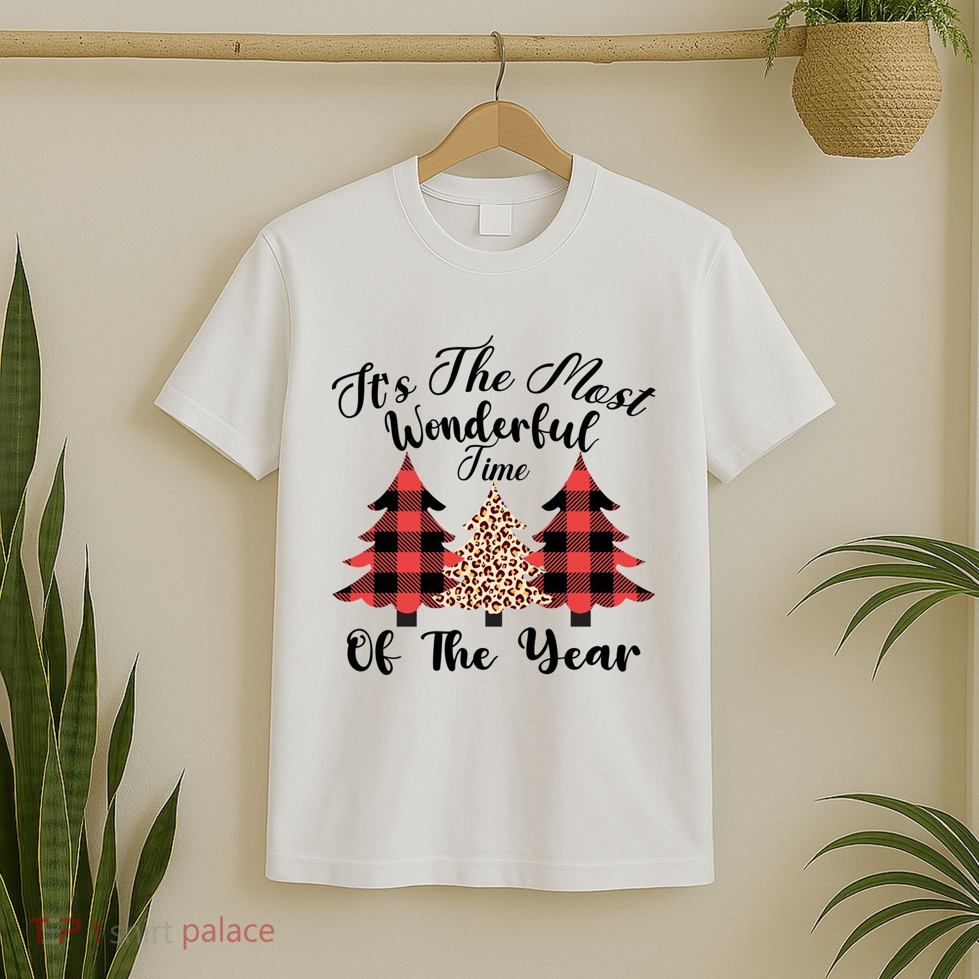 Christmas Trees It's The Most Wonderful Time Of The Year Plaid Leopard Trees T-Shirt
