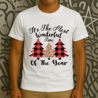 Christmas Trees It's The Most Wonderful Time Of The Year Plaid Leopard Trees T-Shirt thumb 3