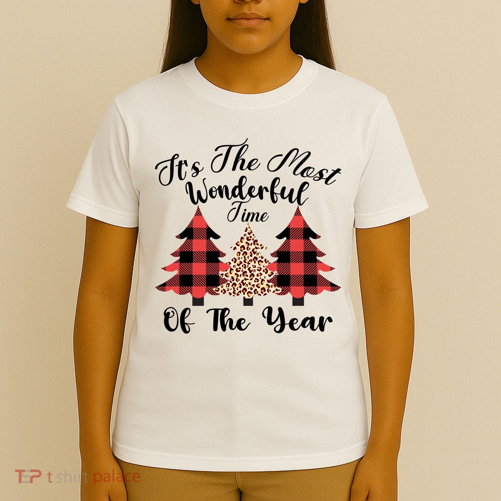 Christmas Trees It's The Most Wonderful Time Of The Year Plaid Leopard Trees T-Shirt