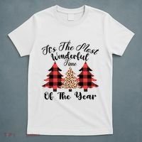 Christmas Trees It's The Most Wonderful Time Of The Year Plaid Leopard Trees T-Shirt thumb 5