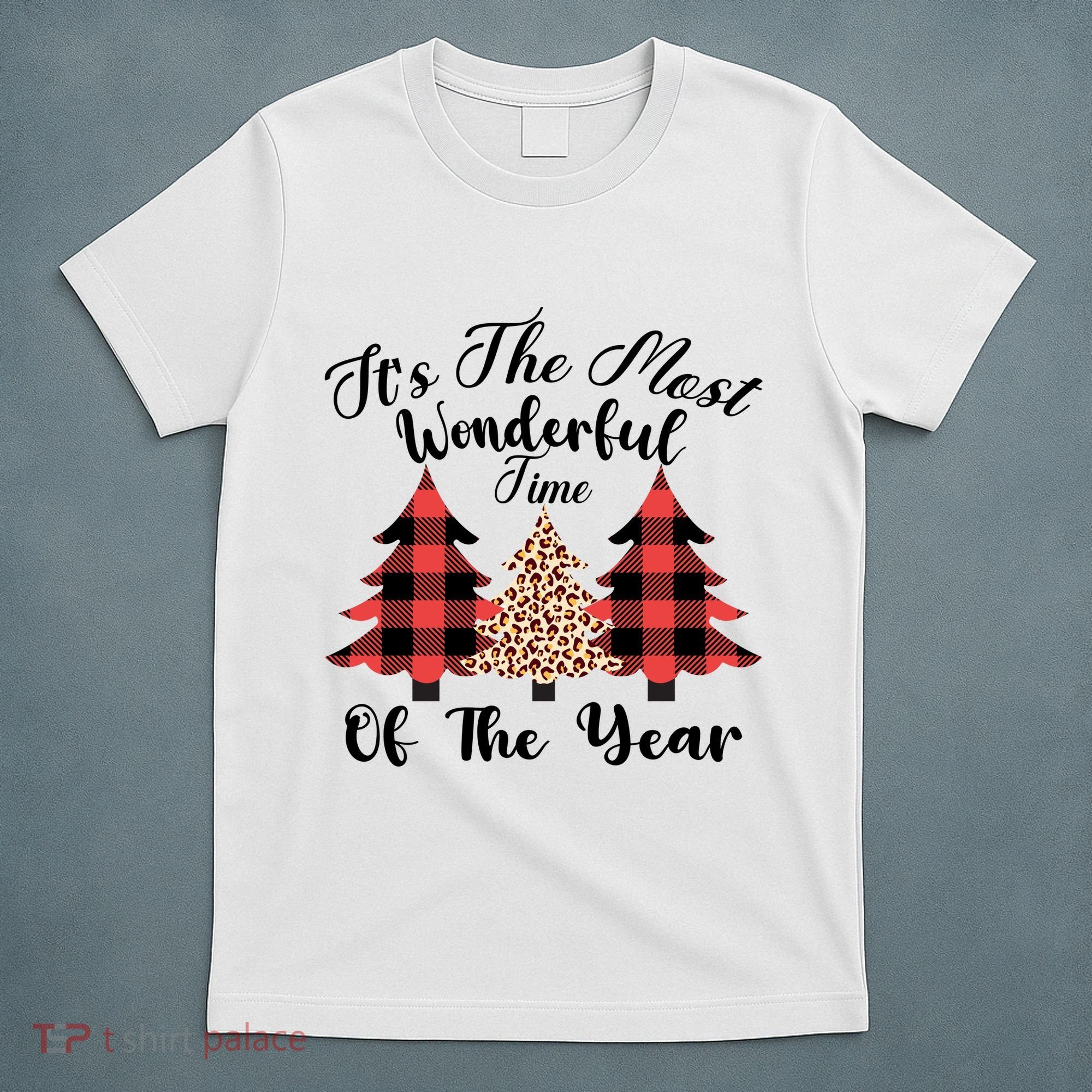 Christmas Trees It's The Most Wonderful Time Of The Year Plaid Leopard Trees T-Shirt