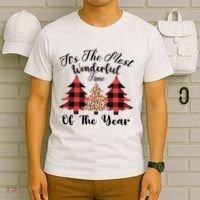 Christmas Trees It's The Most Wonderful Time Of The Year Plaid Leopard Trees T-Shirt thumb 6