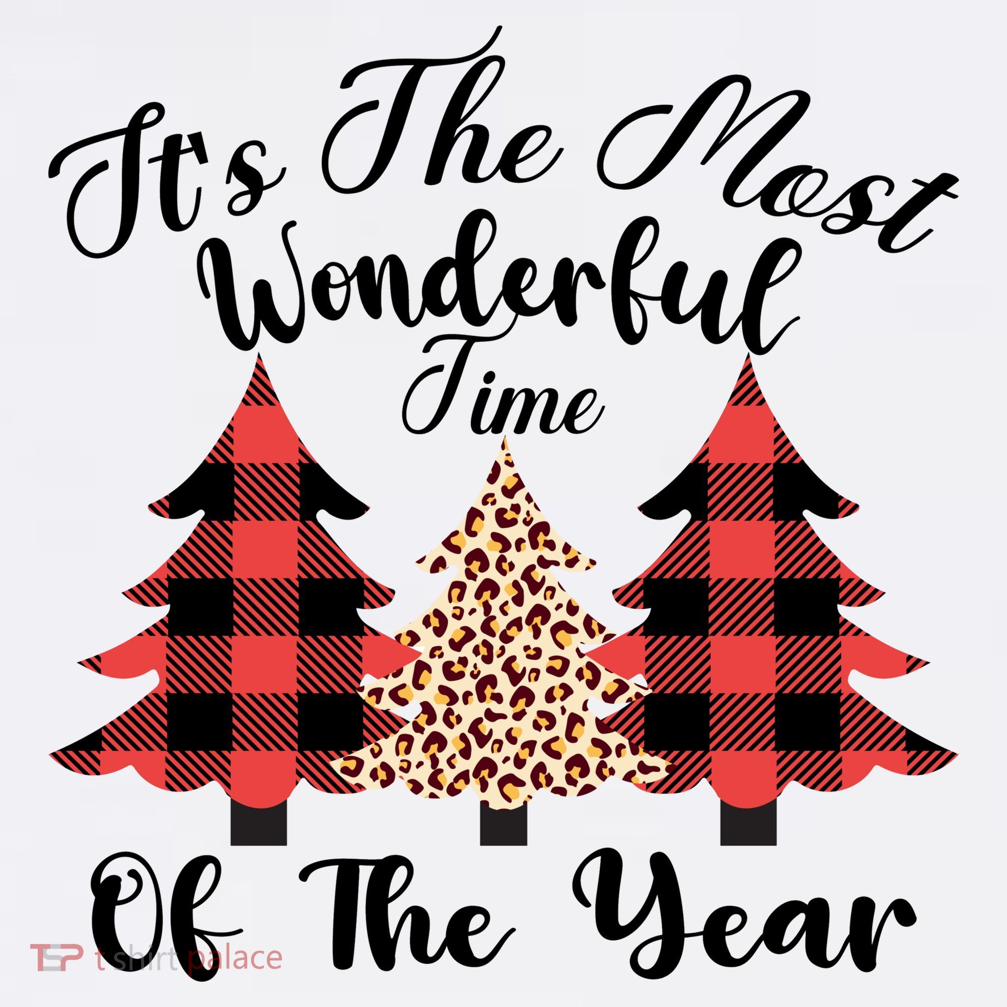 Christmas Trees It's The Most Wonderful Time Of The Year Plaid Leopard Trees Mousepad