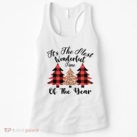 Christmas Trees It's The Most Wonderful Time Of The Year Plaid Leopard Trees Women's Tank Top thumb 0