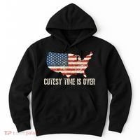 Cutesy Time Is Over American Flag Patriotic Conservative Hoodie thumb 0
