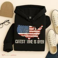 Cutesy Time Is Over American Flag Patriotic Conservative Hoodie thumb 4