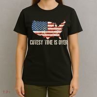 Cutesy Time Is Over American Flag Patriotic Conservative T-Shirt thumb 4
