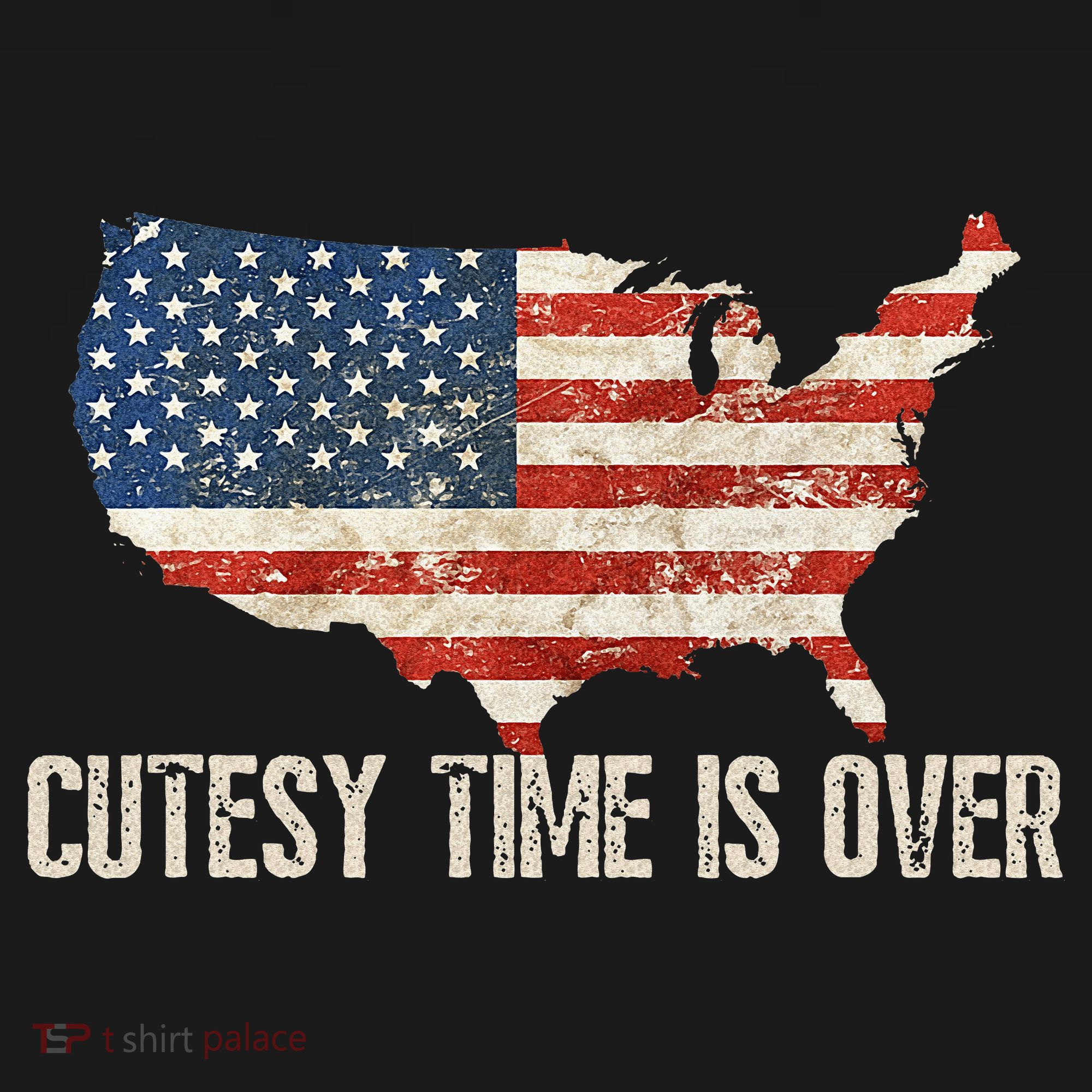 Cutesy Time Is Over American Flag Patriotic Conservative T-Shirt