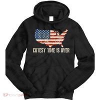 Cutesy Time Is Over American Flag Patriotic Conservative Tie Dye Hoodie thumb 0