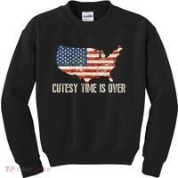 Cutesy Time Is Over American Flag Patriotic Conservative Kids Sweatshirt thumb 0