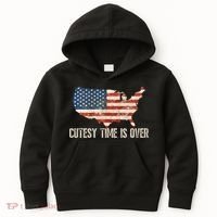 Cutesy Time Is Over American Flag Patriotic Conservative Kids Hoodie thumb 0