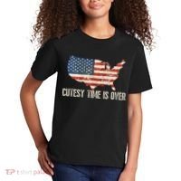 Cutesy Time Is Over American Flag Patriotic Conservative Kids T-Shirt thumb 2