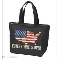 Cutesy Time Is Over American Flag Patriotic Conservative Tote Bag thumb 3