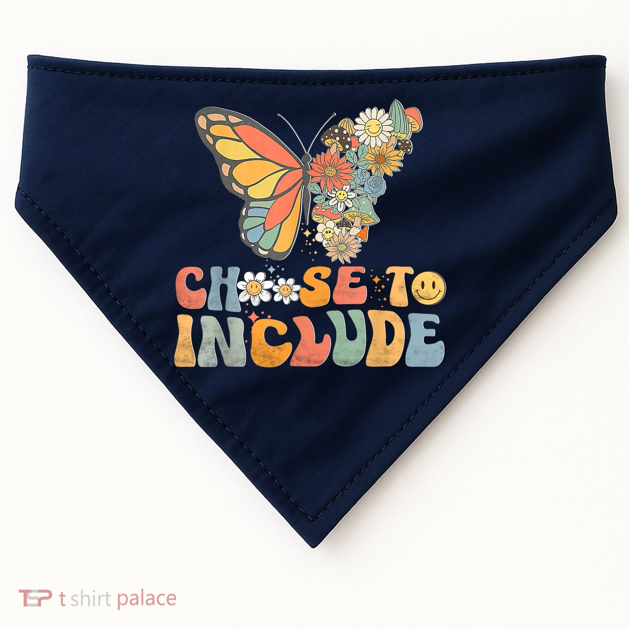 Choose To Include Special Education Teacher Floral Butterfly USA-Made Doggie Bandana