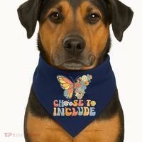 Choose To Include Special Education Teacher Floral Butterfly USA-Made Doggie Bandana thumb 1