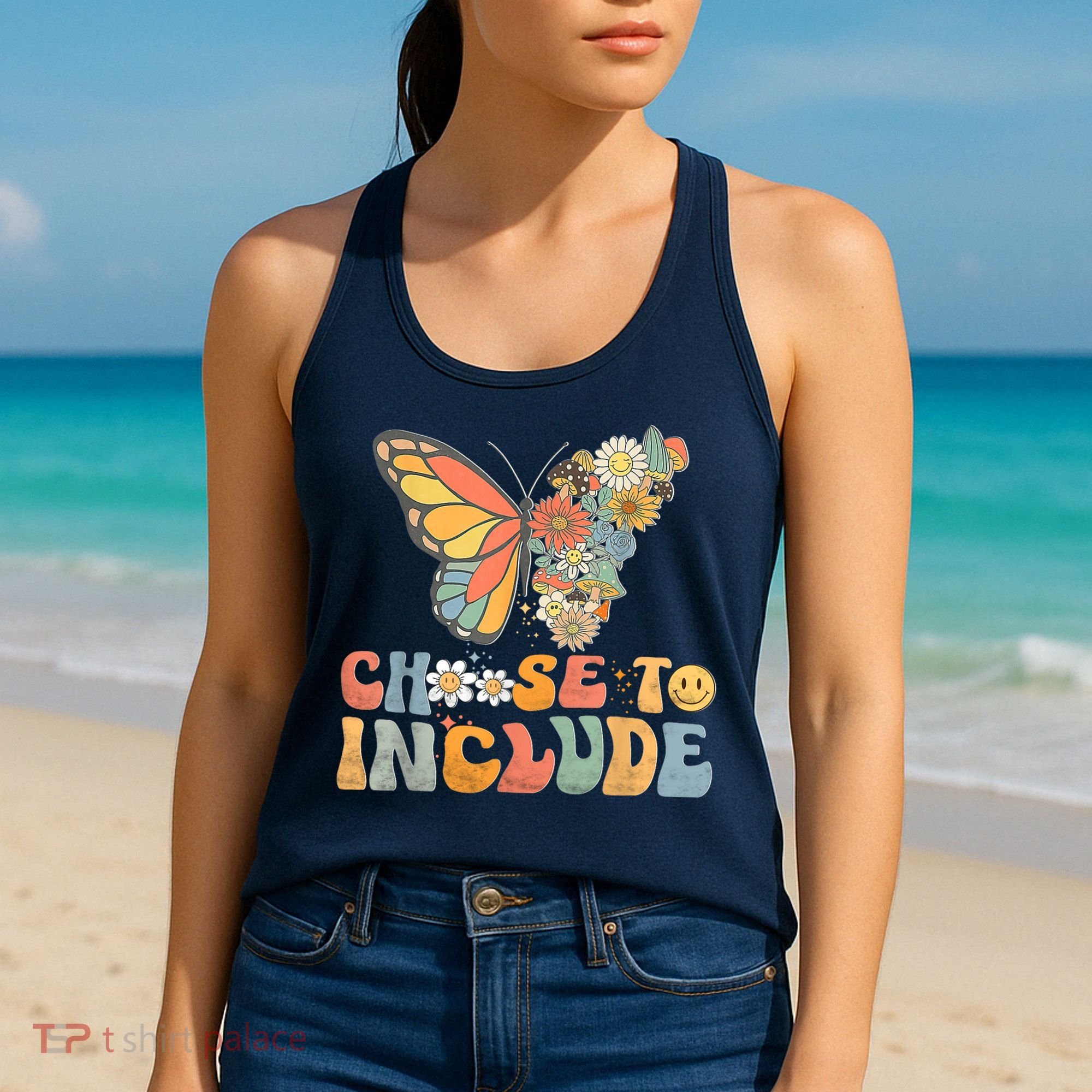 Choose To Include Special Education Teacher Floral Butterfly Women's Tank Top