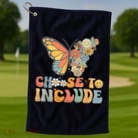 Choose To Include Special Education Teacher Floral Butterfly Golf Towel thumb 1