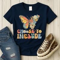 Choose To Include Special Education Teacher Floral Butterfly Women's T-Shirt thumb 3