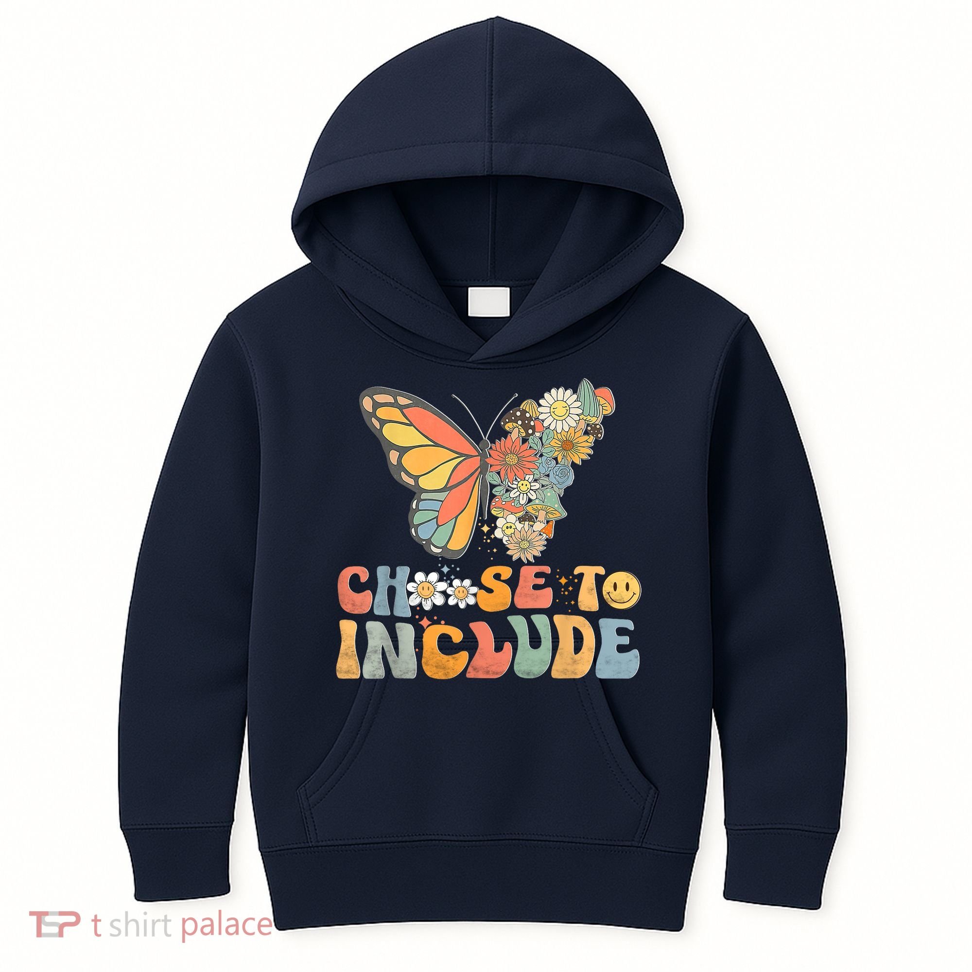 Choose To Include Special Education Teacher Floral Butterfly Kids Hoodie