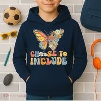 Choose To Include Special Education Teacher Floral Butterfly Kids Hoodie thumb 2