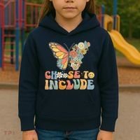 Choose To Include Special Education Teacher Floral Butterfly Kids Hoodie thumb 3