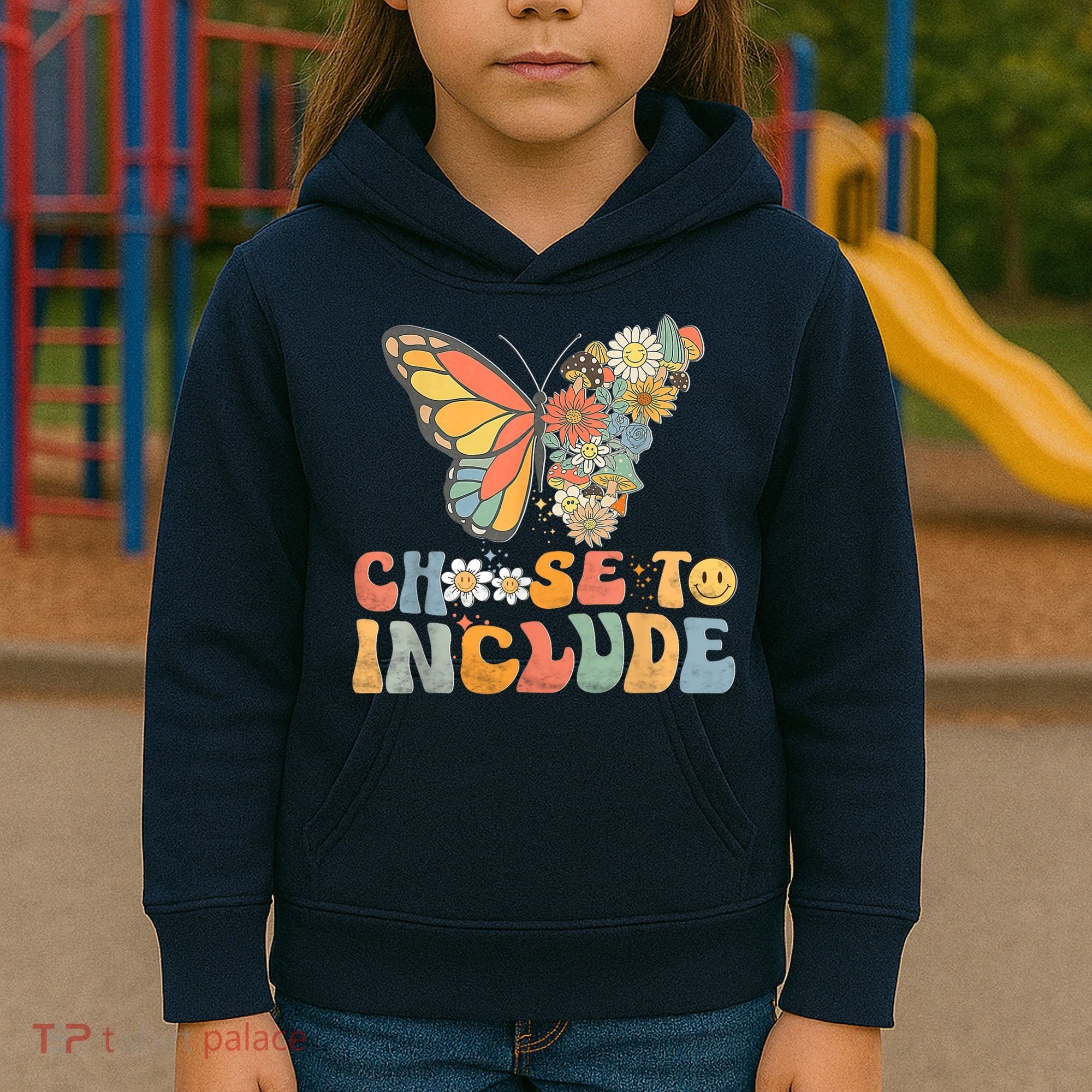 Choose To Include Special Education Teacher Floral Butterfly Kids Hoodie