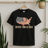 Cutesy Time Is Over American Flag Patriotic Conservative T-Shirt thumb 2
