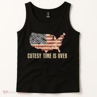 Cutesy Time Is Over American Flag Patriotic Conservative Tank Top thumb 2