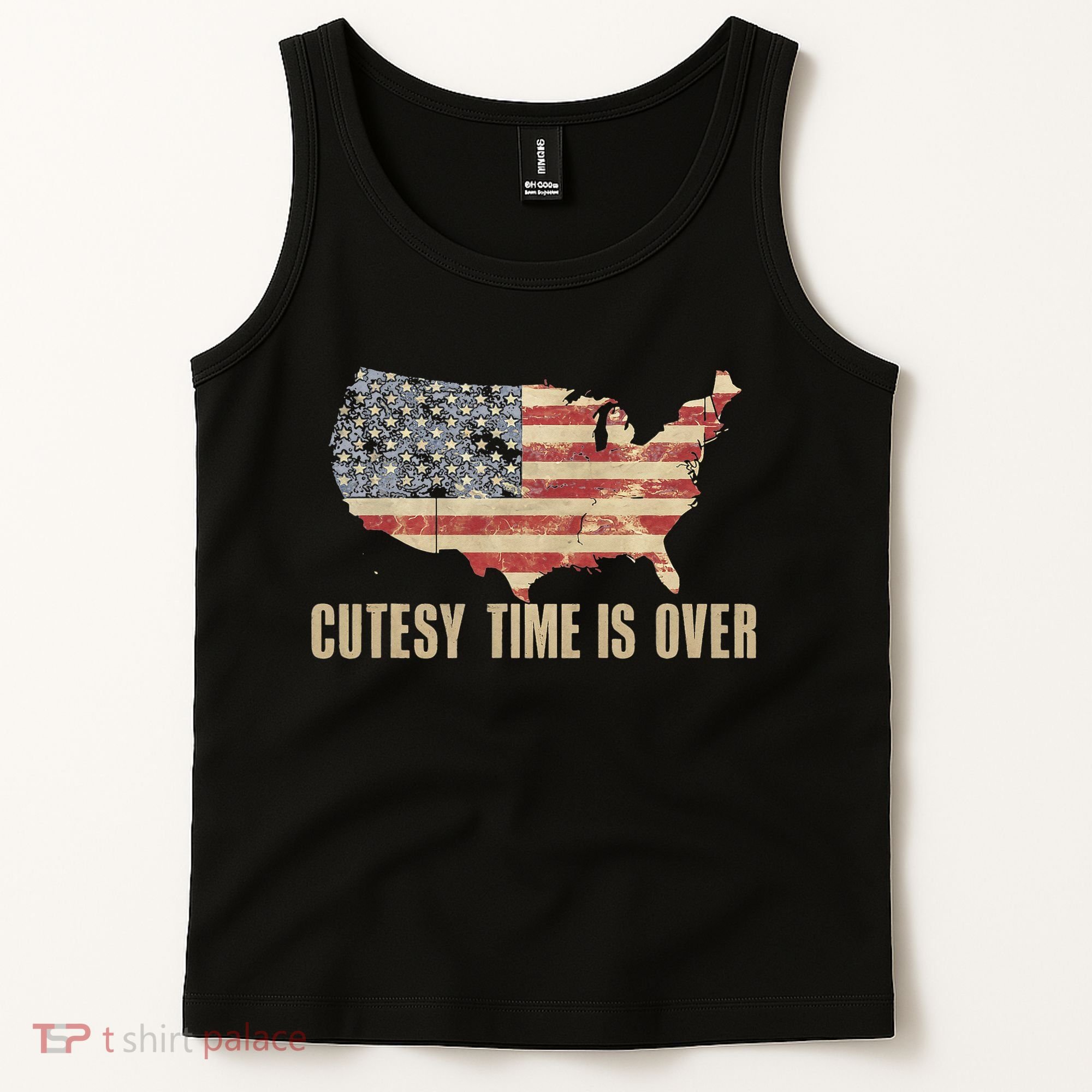 Cutesy Time Is Over American Flag Patriotic Conservative Tank Top