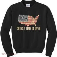 Cutesy Time Is Over American Flag Patriotic Conservative Kids Sweatshirt thumb 0