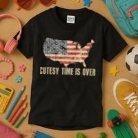 Cutesy Time Is Over American Flag Patriotic Conservative Kids T-Shirt thumb 3