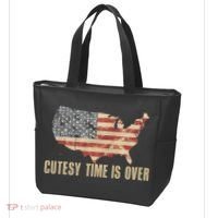 Cutesy Time Is Over American Flag Patriotic Conservative Tote Bag thumb 3