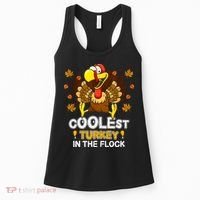 Cutest Turkey In The Flock Retro Toddler Girls Funny Thanksgiving Women's Tank Top thumb 0
